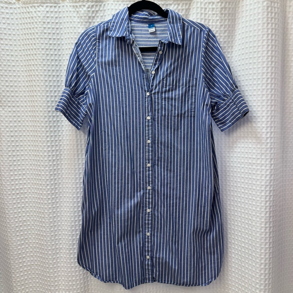 Old Navy Women’s Striped Button-Down Dress with Pockets! Sz small